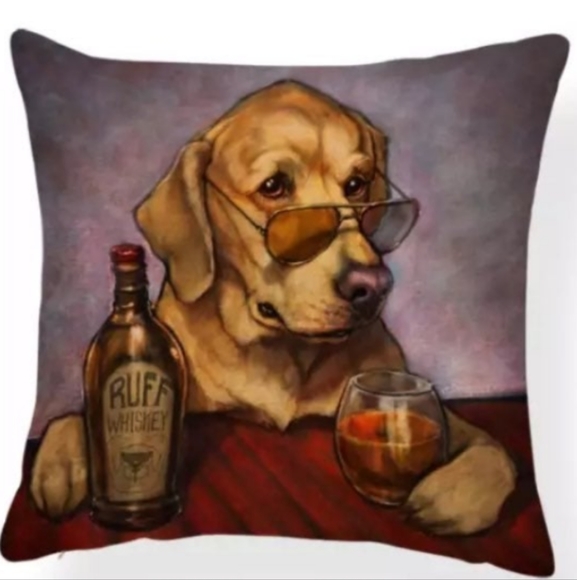 NWT Pub Dogs Retriever Throw Pillow Cover/Case - Picture 1 of 2